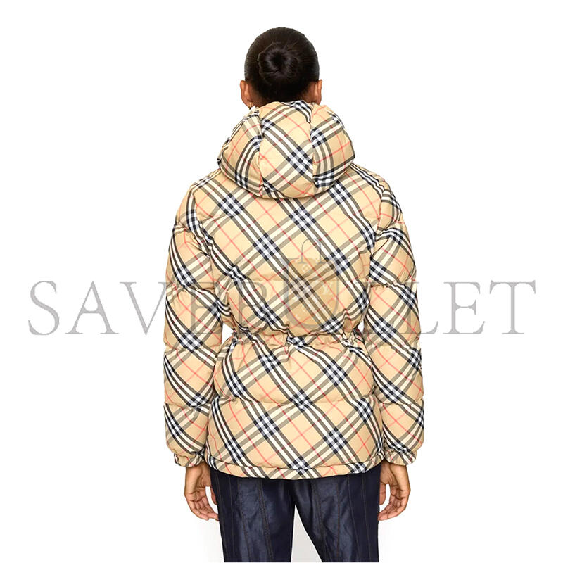 Bv*b*rry wattierte nylon-kapuzenjacke in check 81102401